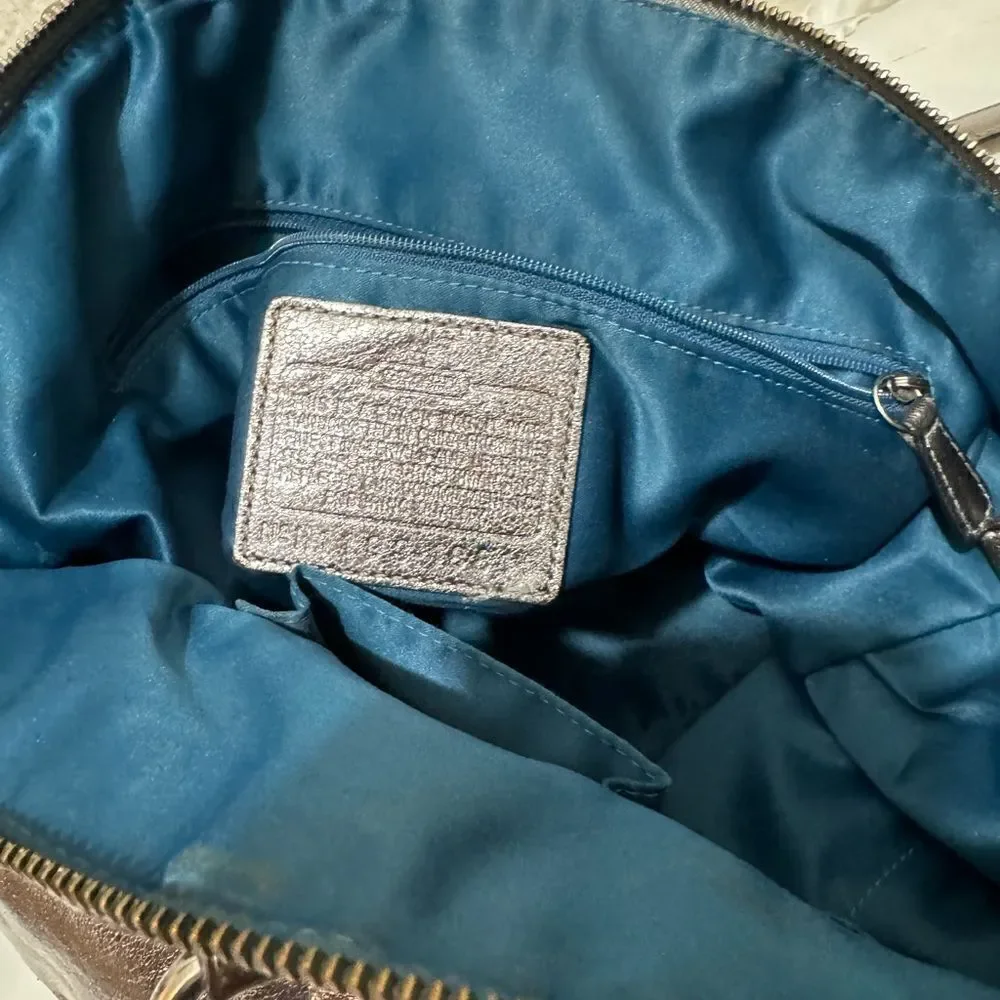 Coach 18815 Madison Pewter Metallic Leather  Hobo Bag  zipper closure - Picture 3 of 12